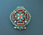Openable Buddha Amitabha Tibetan Gau Box with Coral, Turquoise and Ruby
