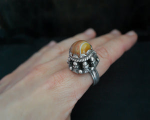 Antique Afghani Agate Ring - Size 10