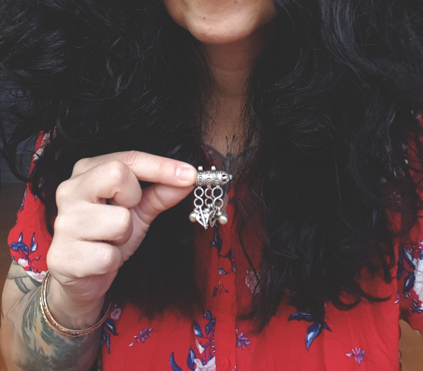 Yemeni Silver Hirz Pendant with Dangles