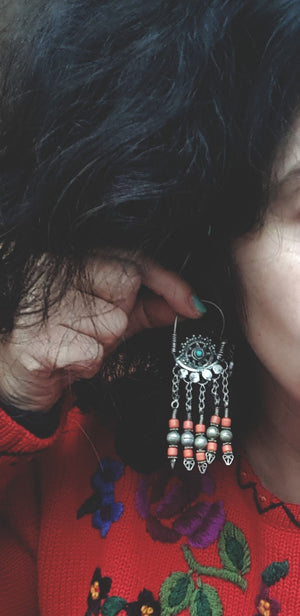 Uzbek Coral Hoop Earrings