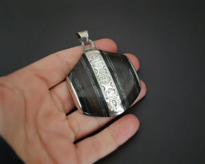 Tuareg Silver Ebony Pendant - LARGE