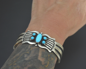 Navajo Signed Turquoise Cuff Bracelet - SMALL