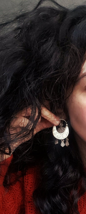 Tuareg Hoop Earrings with Carvings
