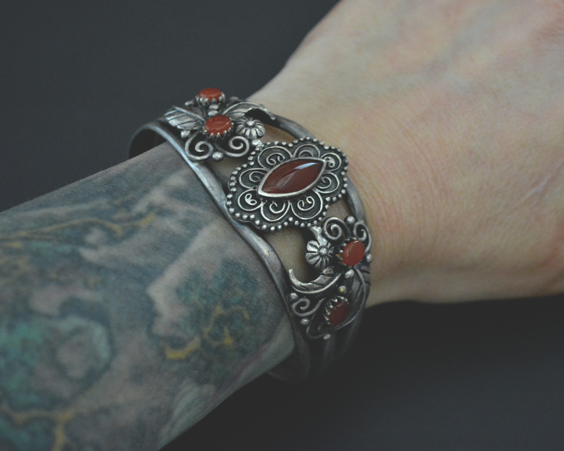 Native American Carnelian Cuff Bracelet