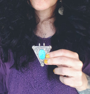 Nepali Filigree Turquoise Pendant