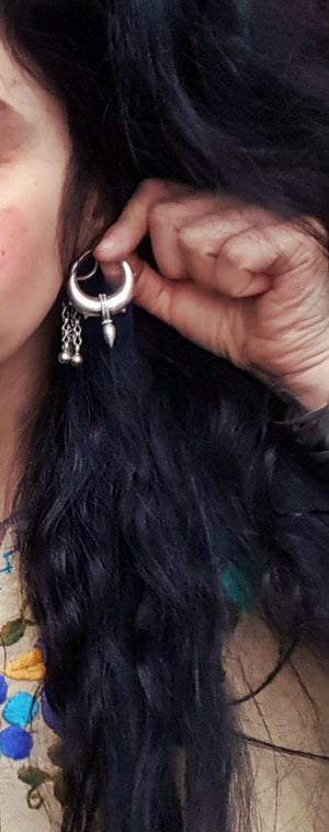 Sterling Silver Spike Hoop Earrings - LARGE