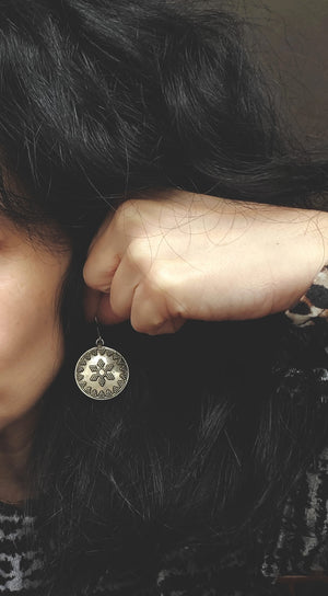 Indian Silver Disc Earrings