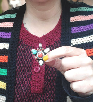 Nepali Turquoise Coral Pendant