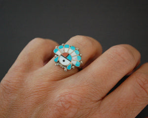 Zuni Sunface Multistone Inlay Ring - Size 6.5