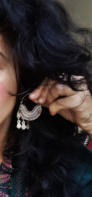 Ethnic Coral Hoop Earrings