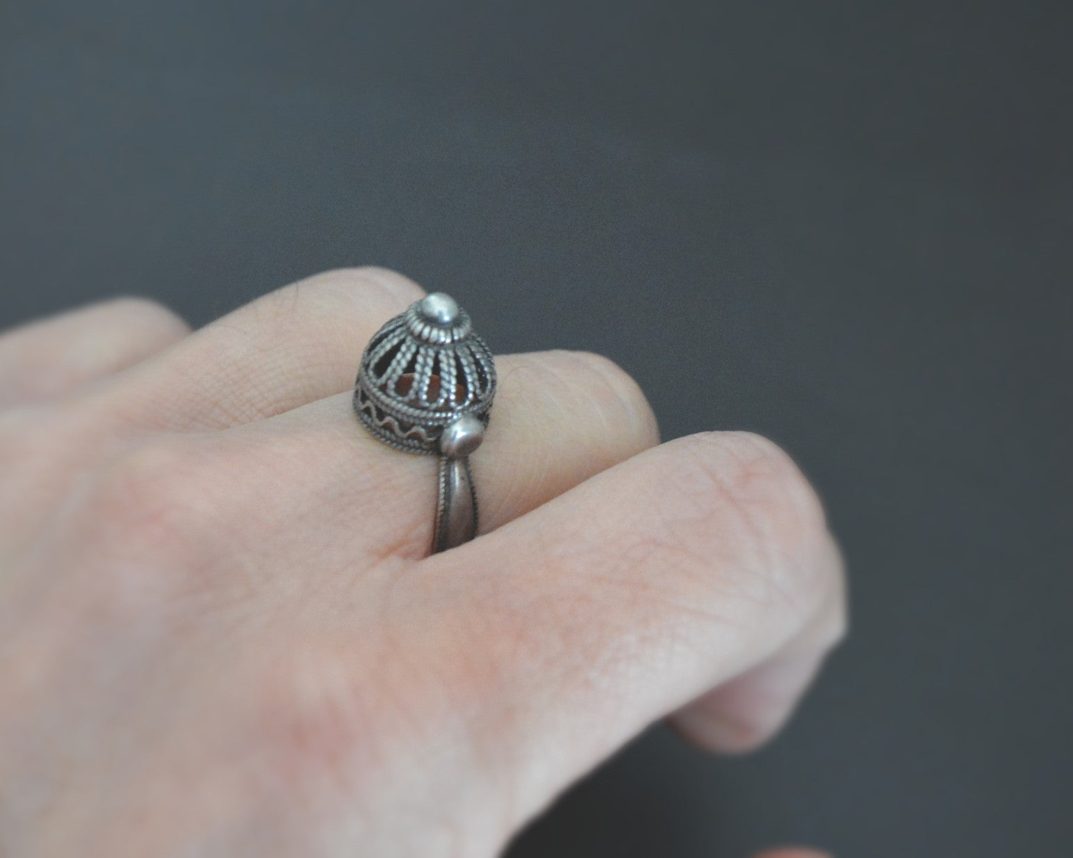 Yemeni Silver Filigree Ring - Size 5.75
