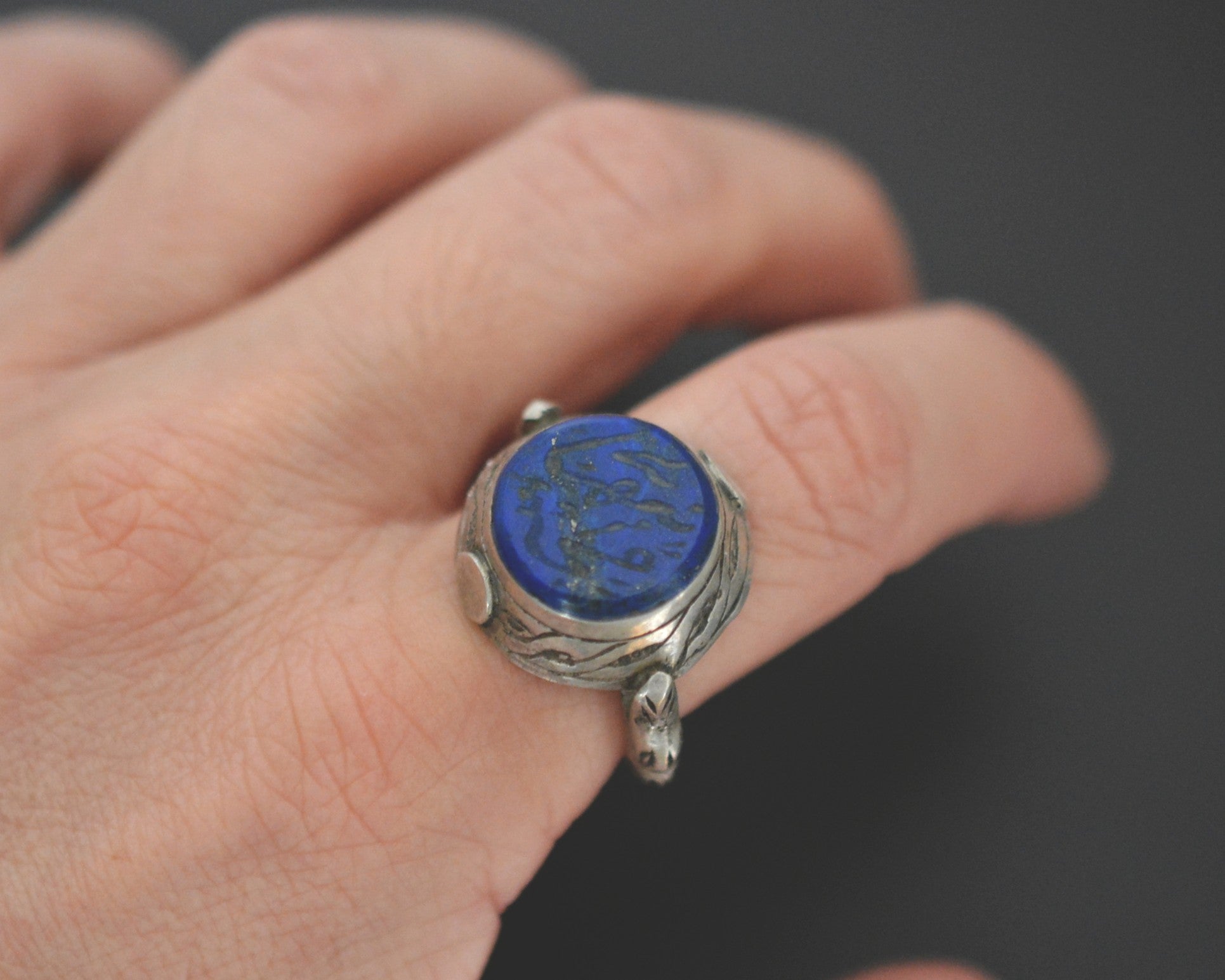 Afghani Lapis Lazuli Intaglio Ring  - Size 9