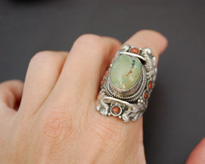 Gorgeous Nepali Turquoise Saddle Ring - Size 8.25