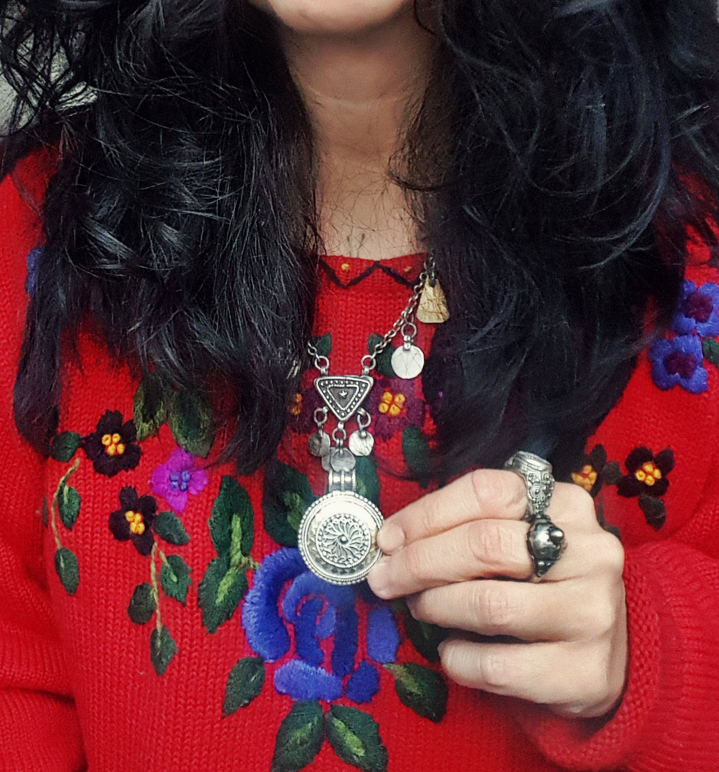 Vintage Omani Silver Gilded Pendant