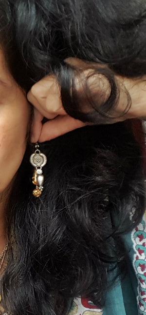 Rajasthani Flowery Silver Earrings with Dangles