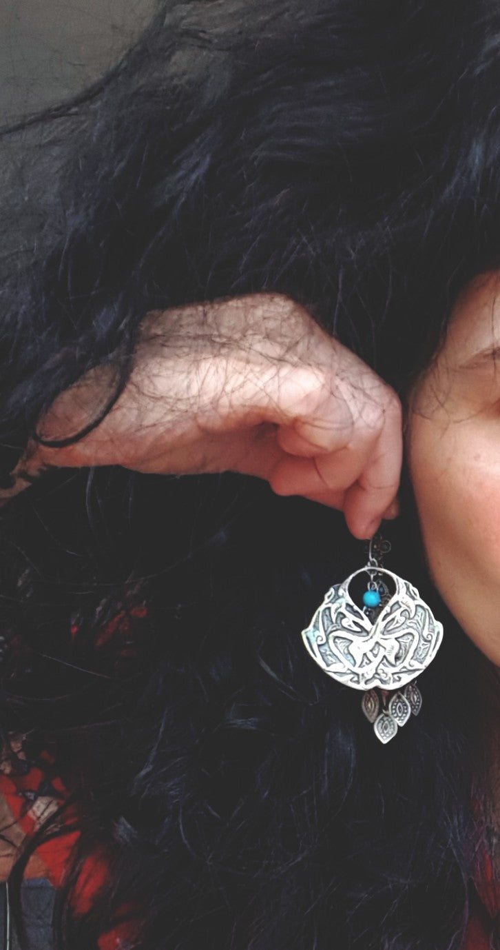 Large Earrings with Turquoises from Egypt
