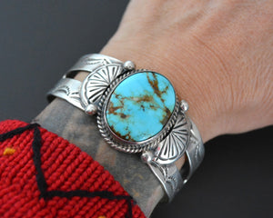 Ethnic Turquoise Cuff Bracelet with Stampings