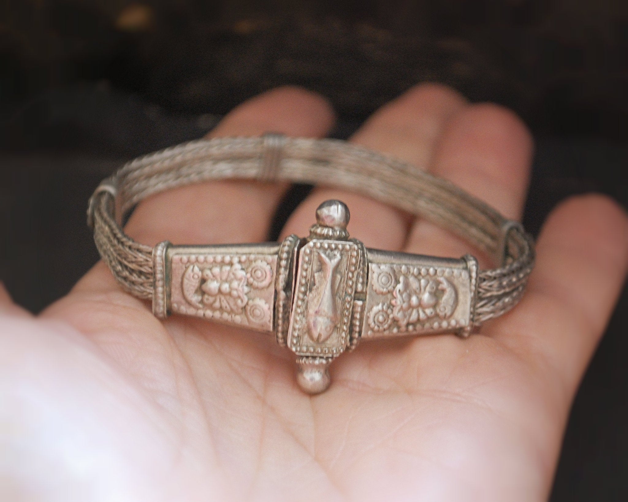 Rajasthani Snake Chain Bracelet with Fishes