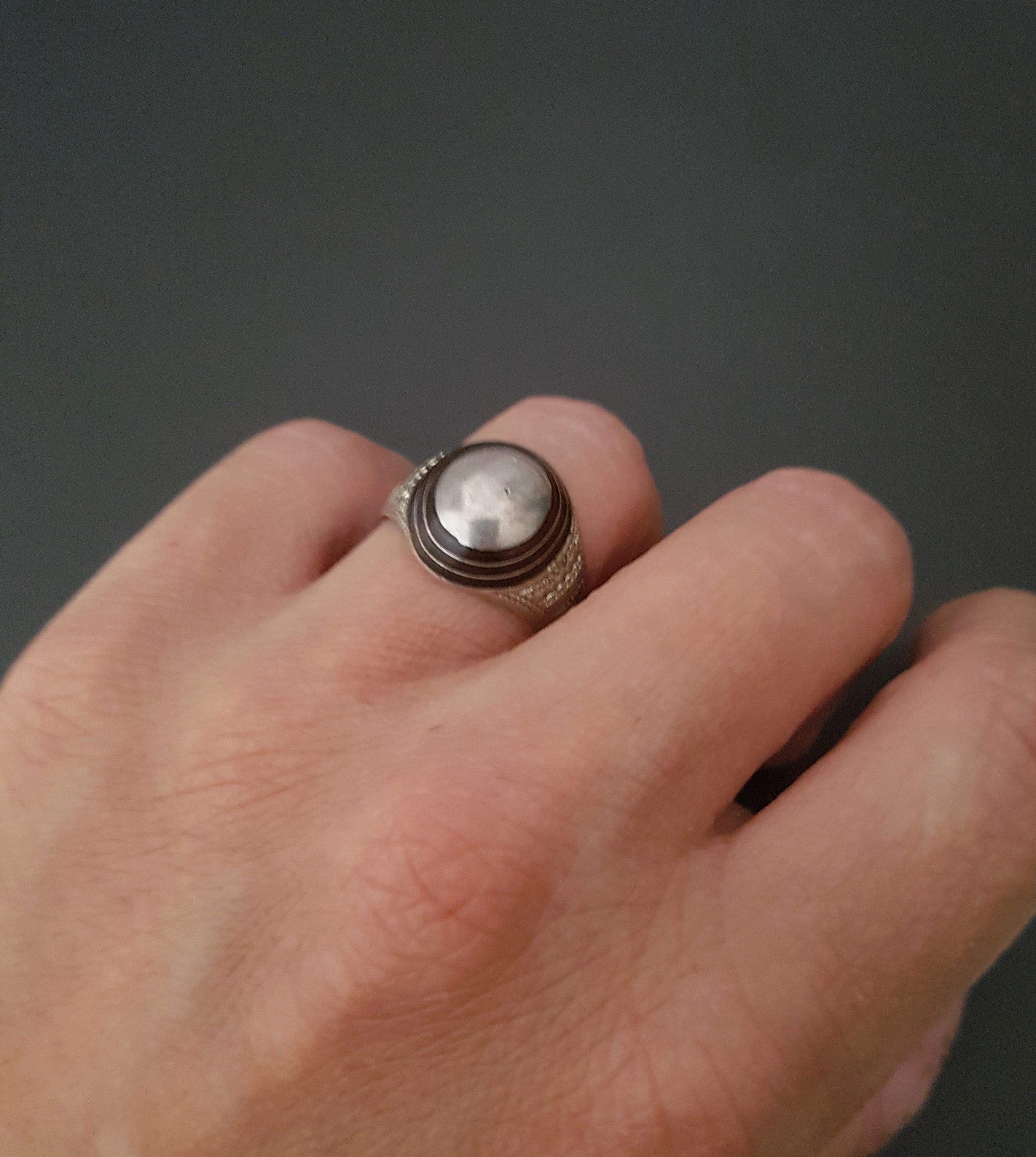 Tuareg Ring with Ebony Inlay - Size 7.5