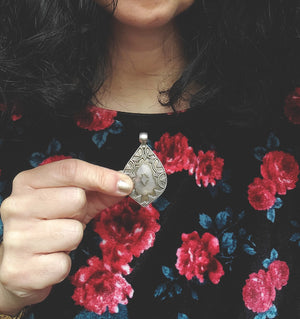 Indian Silver Pendant with Dotwork