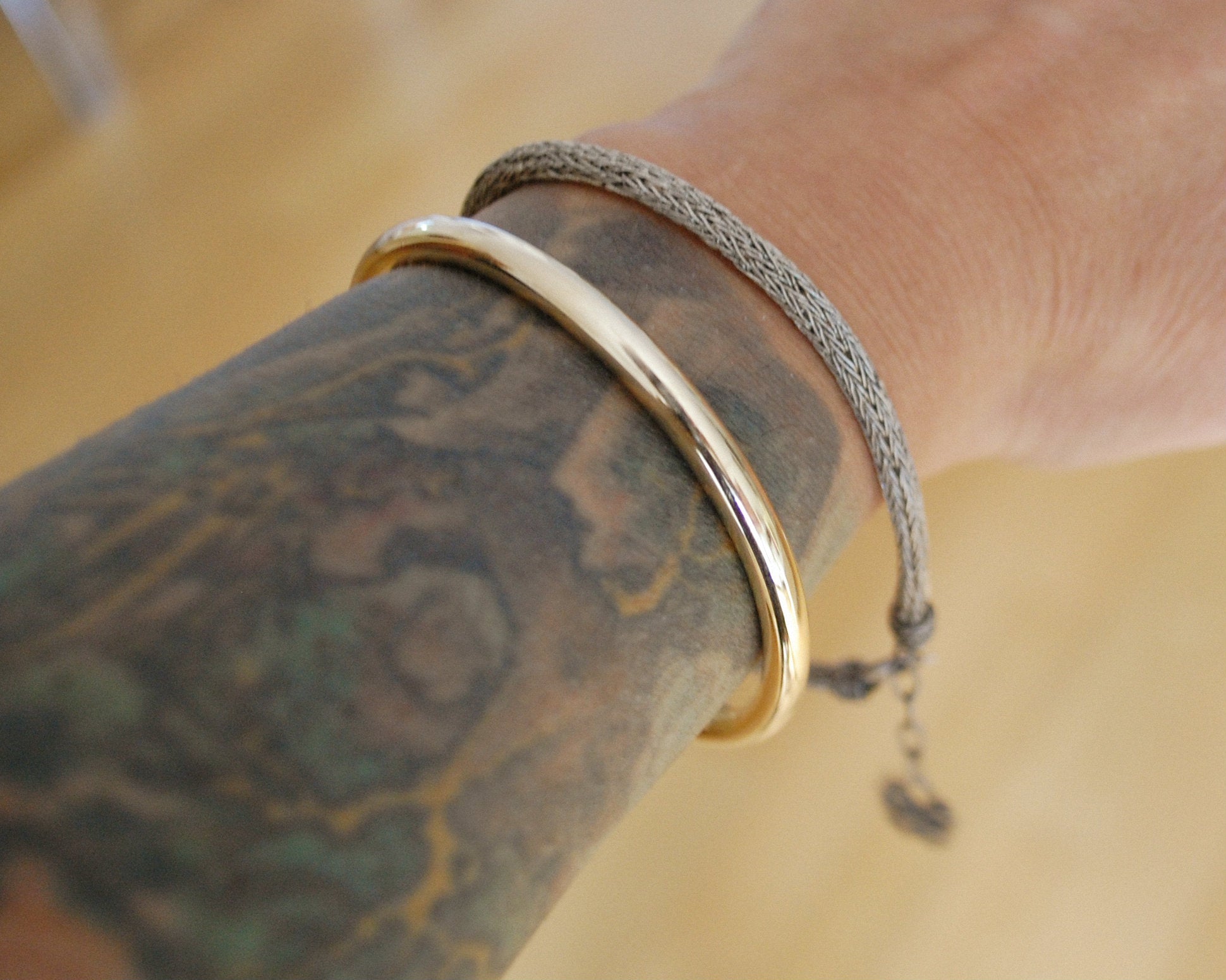 Antique Croatian Handmade Woven Bracelet with Butterfly Charm
