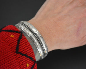 Nepali Silver Cuff Bracelet with Carvings