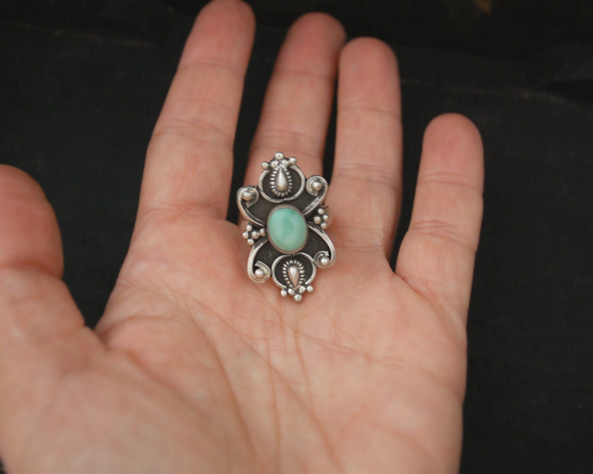 Ethnic Turquoise Ring from India - Size 6.5