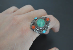 Reserved for I. Nepali Turquoise Coral Ring - Size 9
