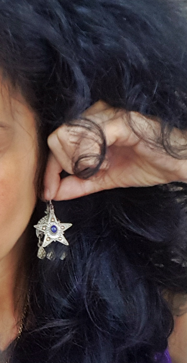 Lapis Lazuli Star Earrings from Bali