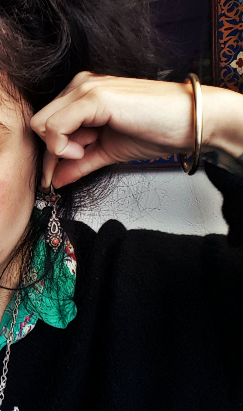 Old Berber Coral Dangle Earrings
