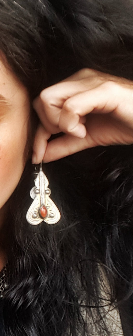 Turkmen Gilded Carnelian Earrings