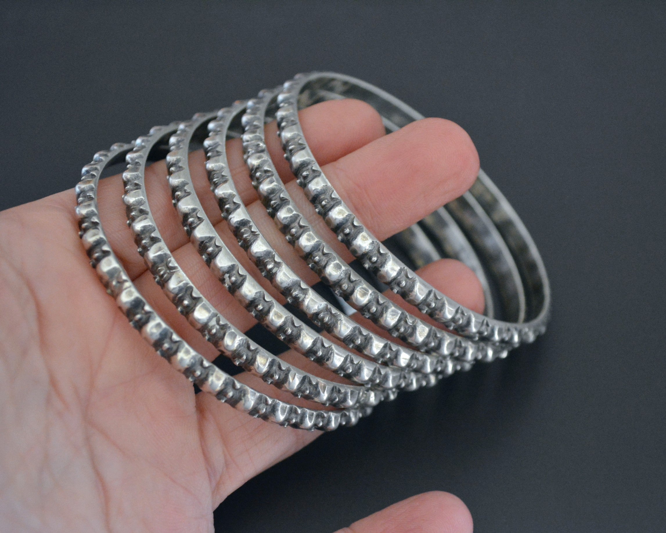 Rajasthani Silver Bangle Bracelet - Set of Six