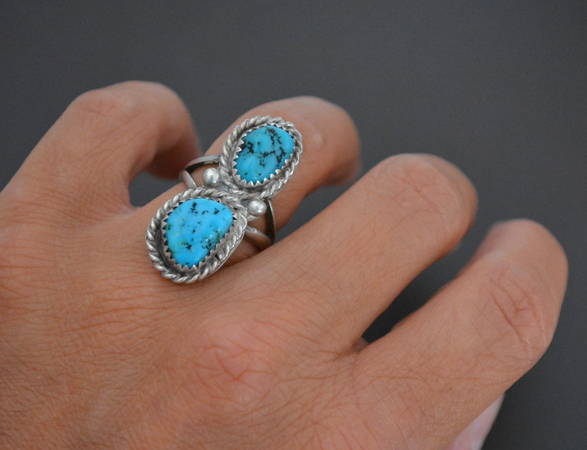 Native American Navajo Turquoise Nugget Ring - Size 5