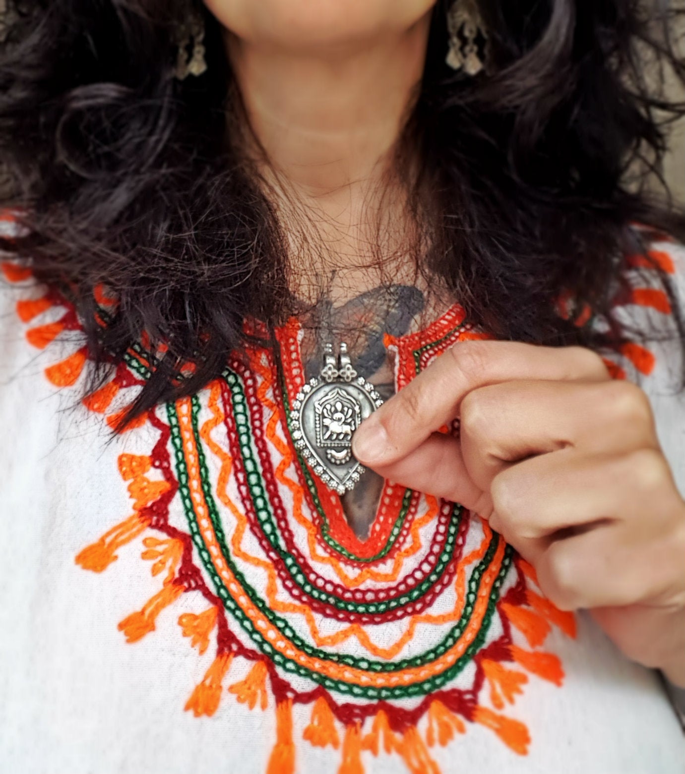 Vintage Hindu Durga Amulet Pendant