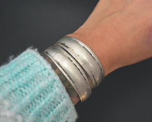 Pair Turkmen Silver Cuff Bracelets