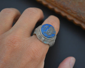 Afghani Lapis Lazuli Intaglio Ring  - Size 9.5