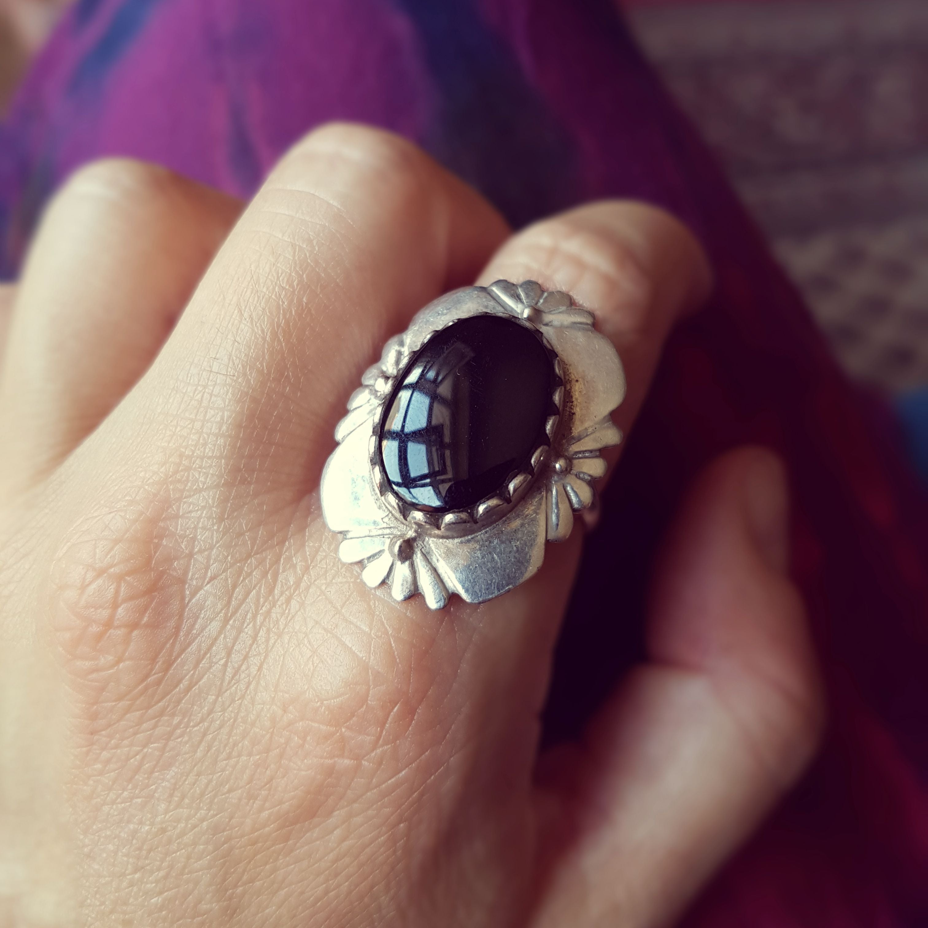 Ethnic Onyx Ring - Size 8.5