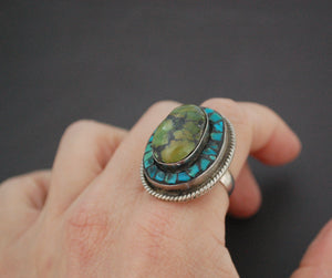 Bold Nepali Turquoise Ring - Size 7.5