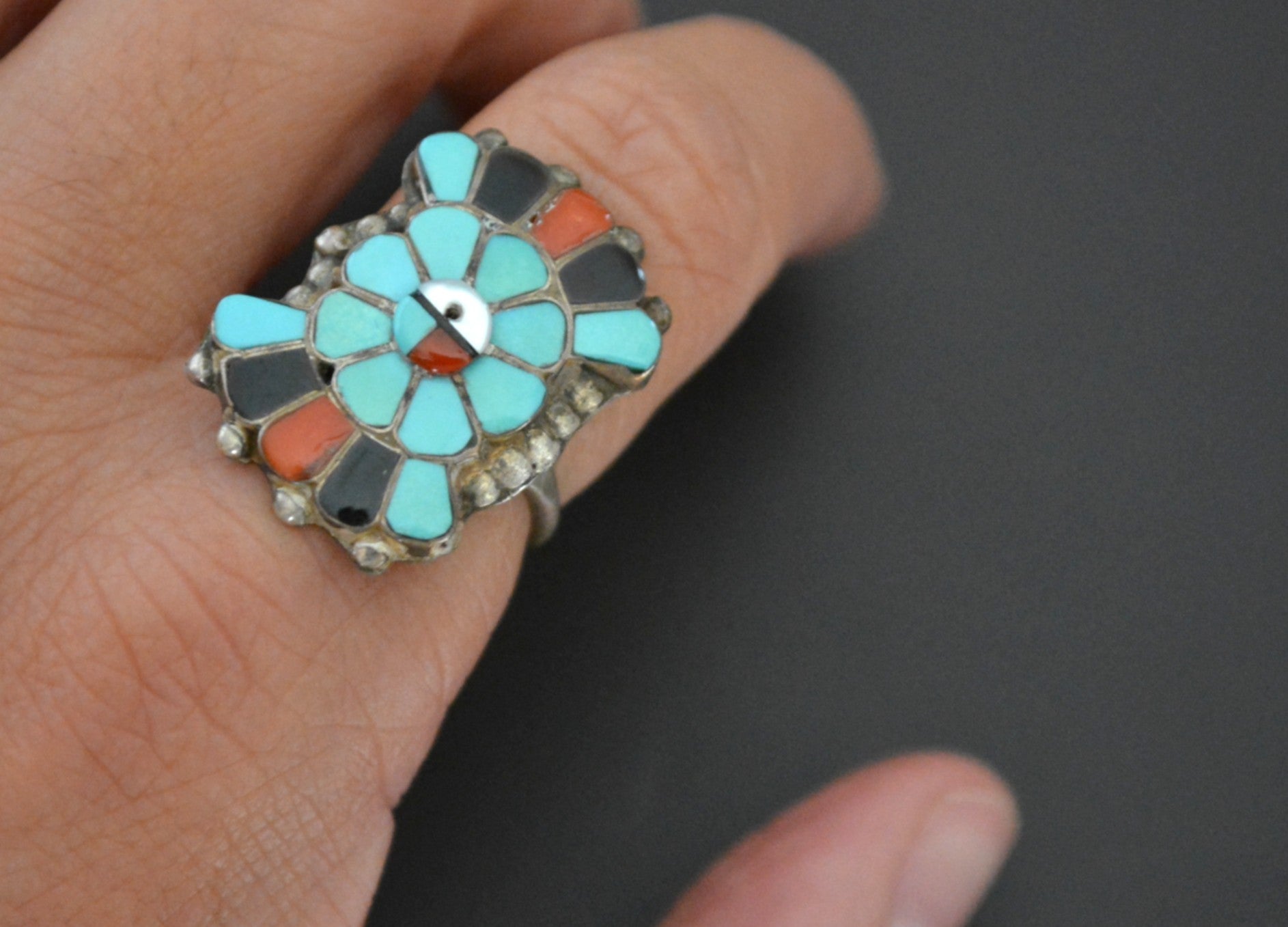 Zuni Sunface Multistone Ring - Size 6.5