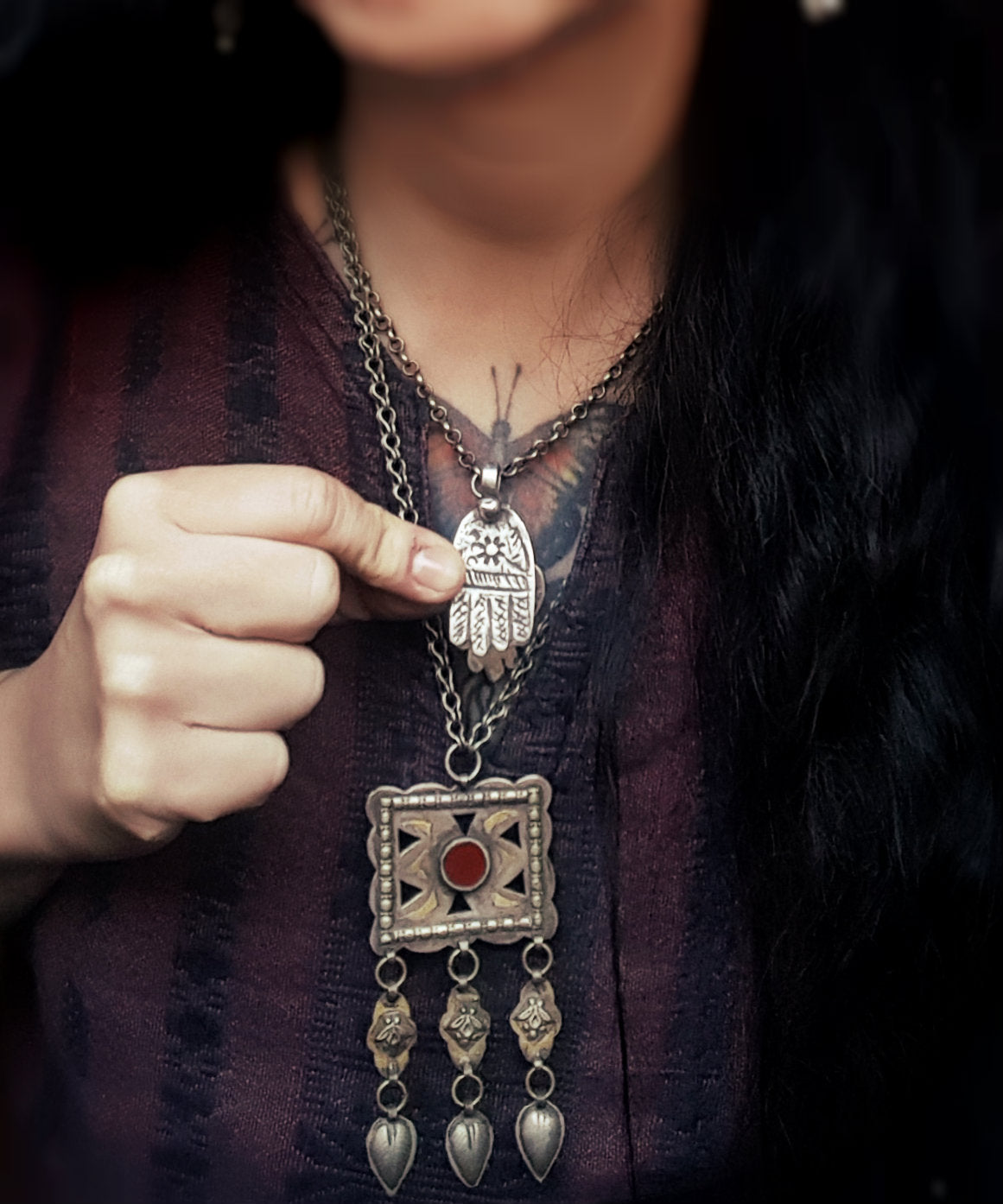 Old Berber Hamsa Pendant