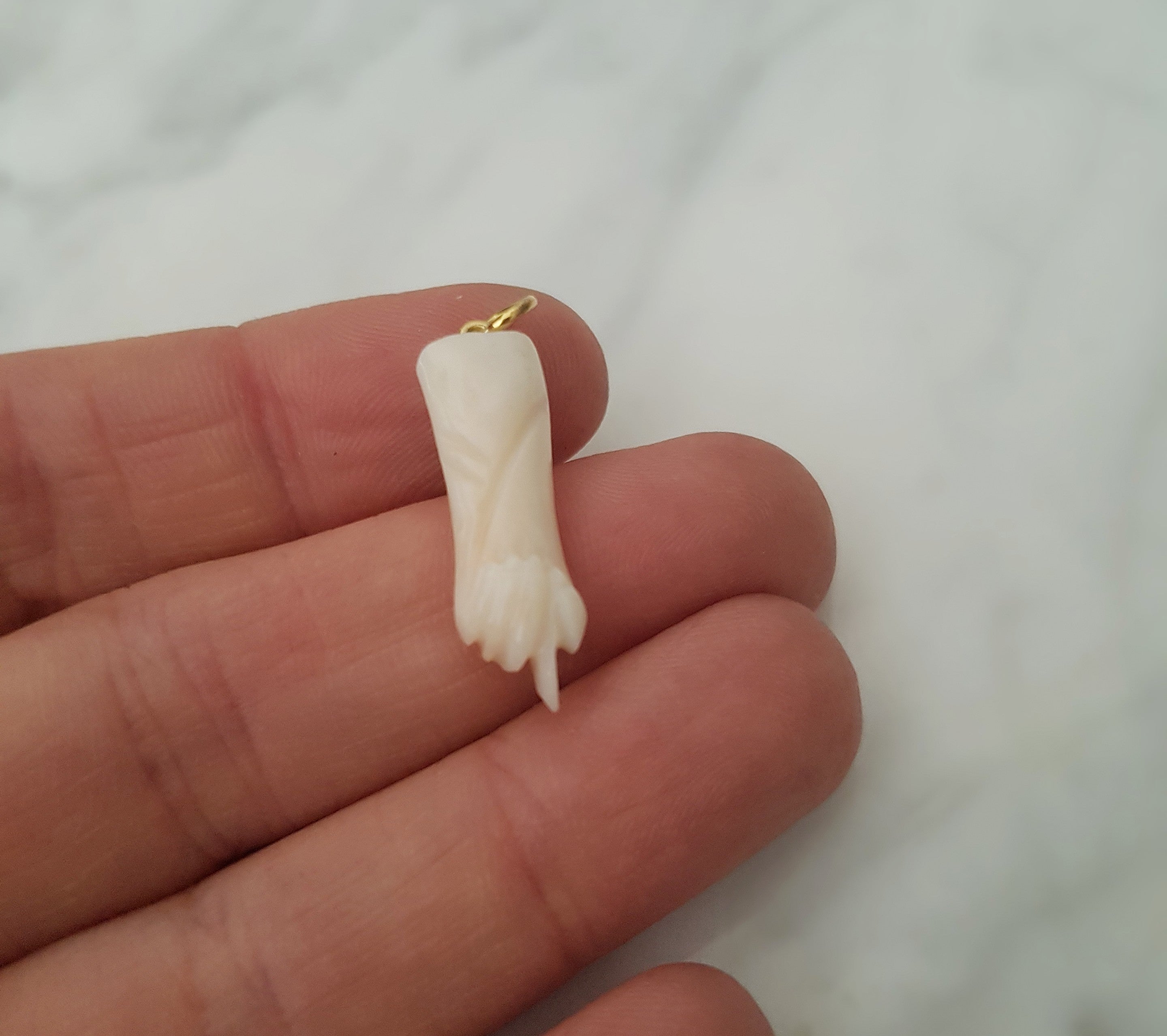 Figa Hand Lucky Charm Amulet Shell and 18K Gold
