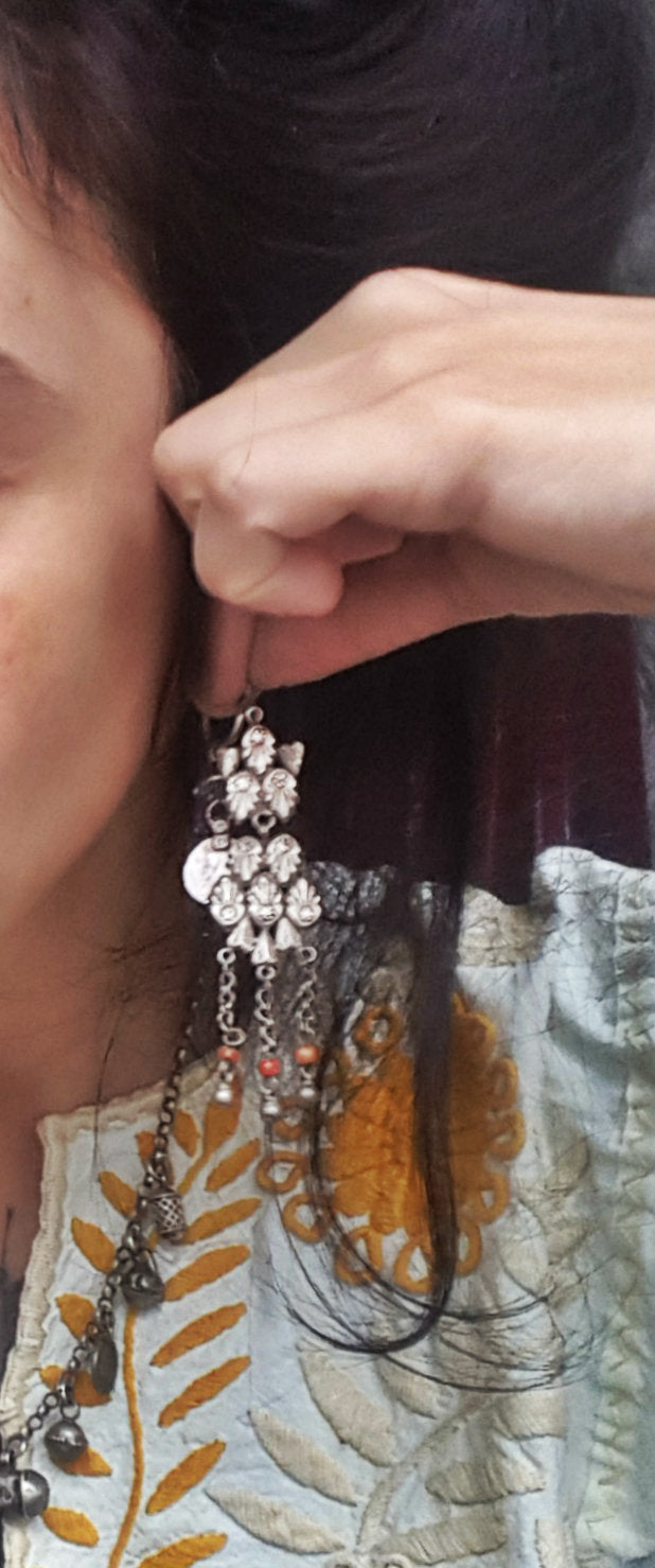 Uzbek Coral Silver Earrings