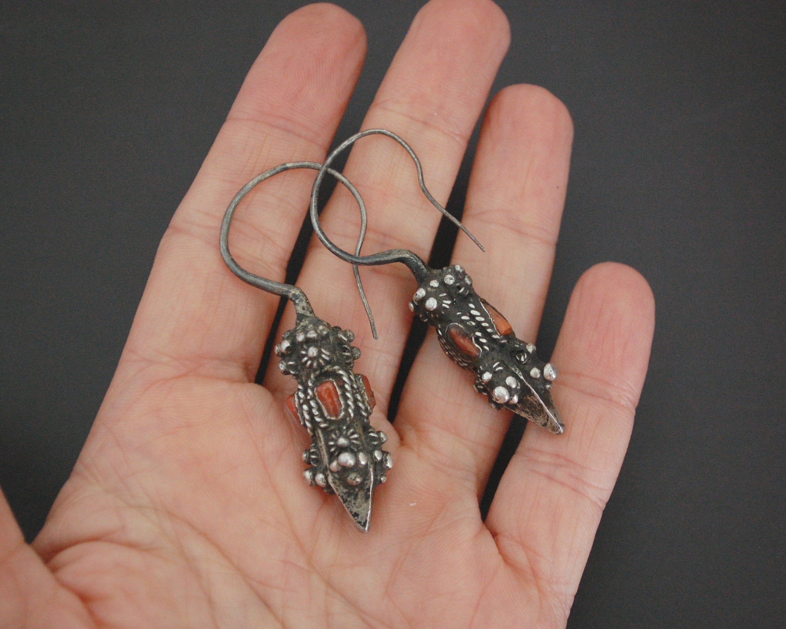 Antique Kirghiz Coral Earrings