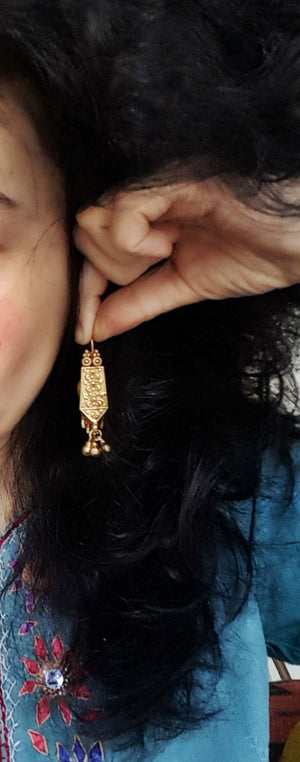 Gilded Earrings from India Rajasthan with Bells