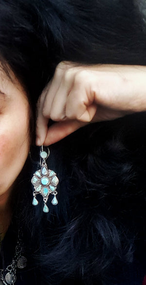 Wonderful Turquoise Earrings from India with Dangles
