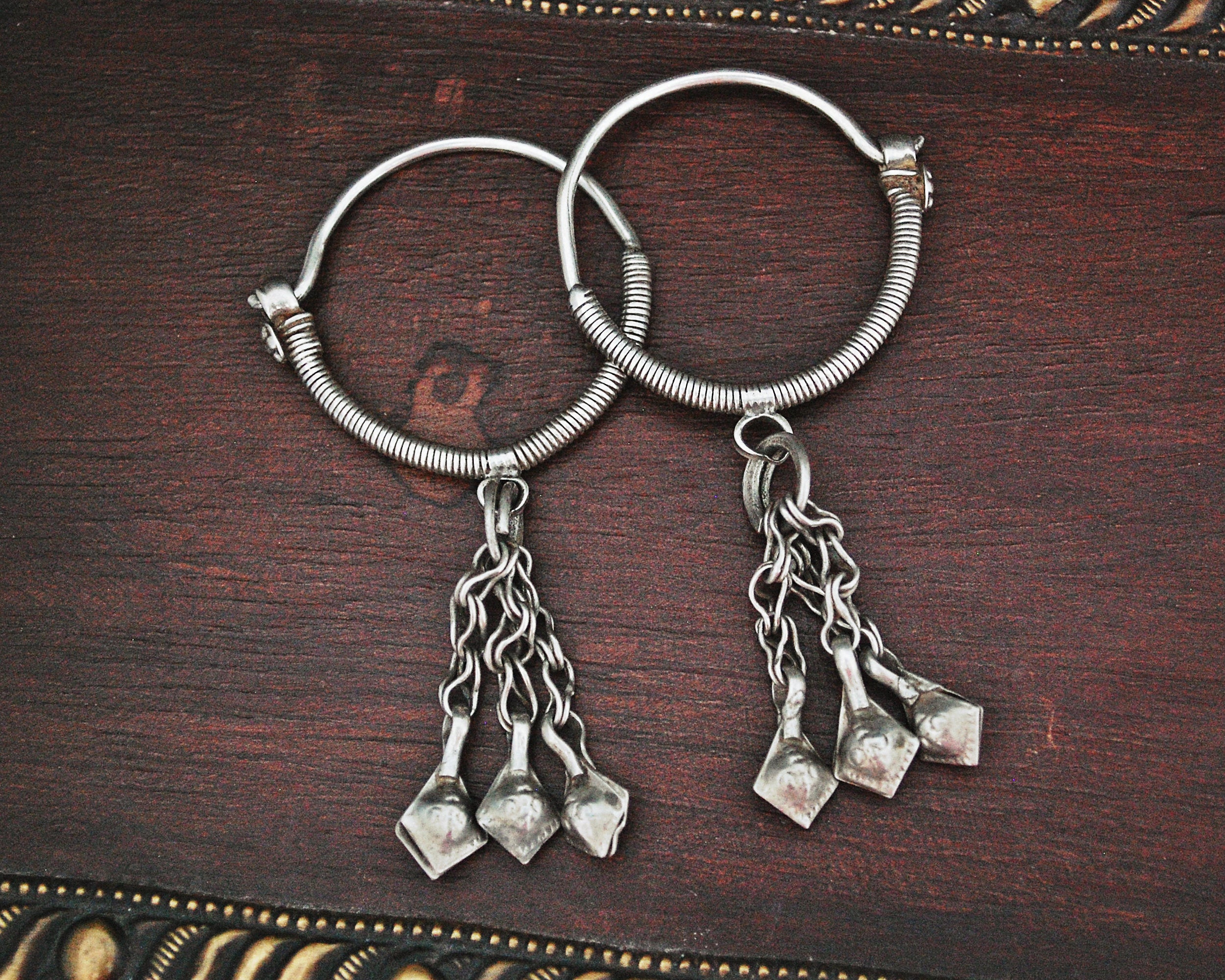 Afghani Hoop Earrings with Tassels