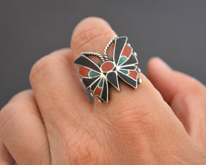 Zuni Butterfly Multistone Inlay Ring - Size 7