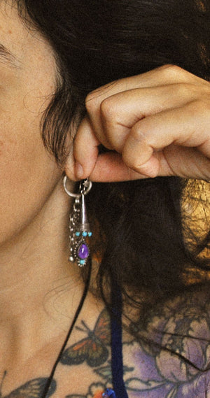 Amethyst Turquoise Earrings from India