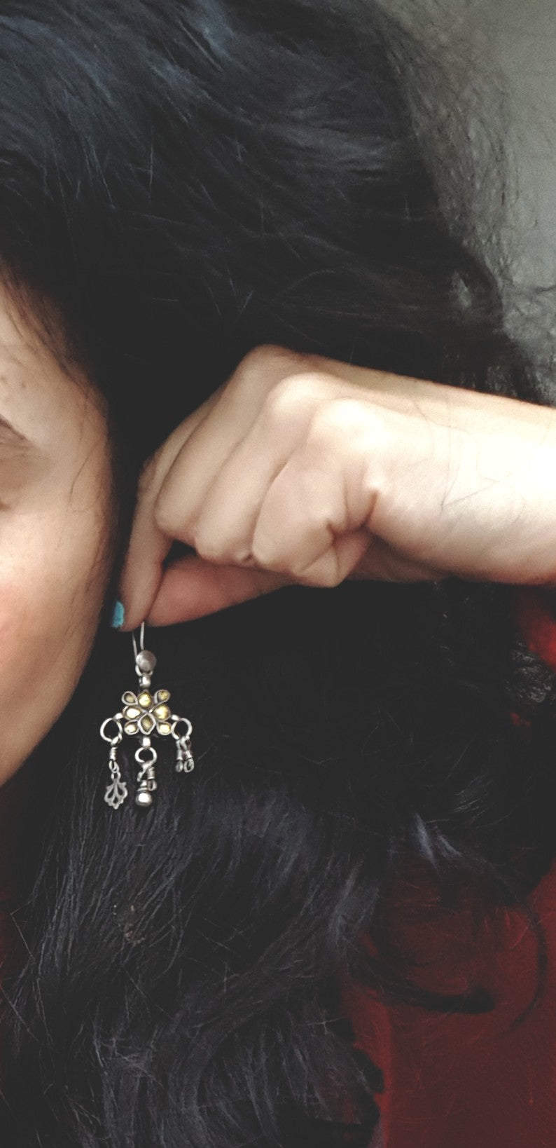 Rajasthani Earrings with Yellow Glass