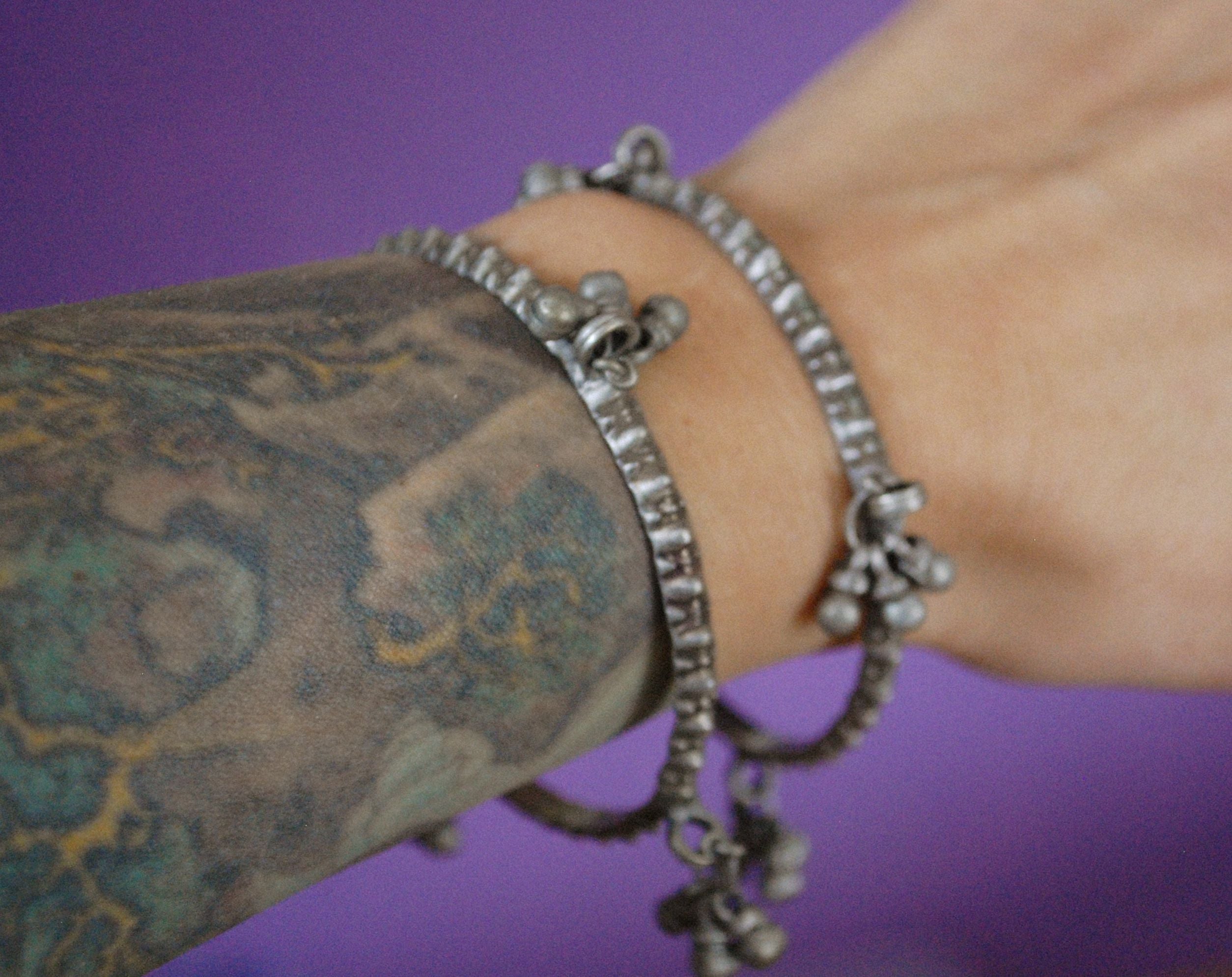 Rajasthani Silver Bracelet with Bells - SMALL